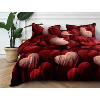 Pościel Walentynkowa 160x200 bawełna satynowa CZERWONE SERCE PK731 z prześcieradłem